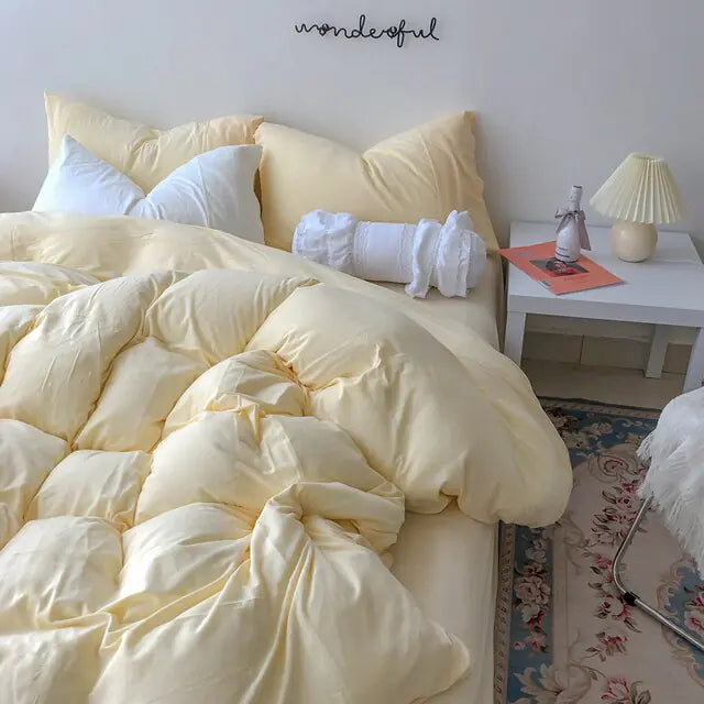 Light Yellow Soft Quilted Bed Sheet