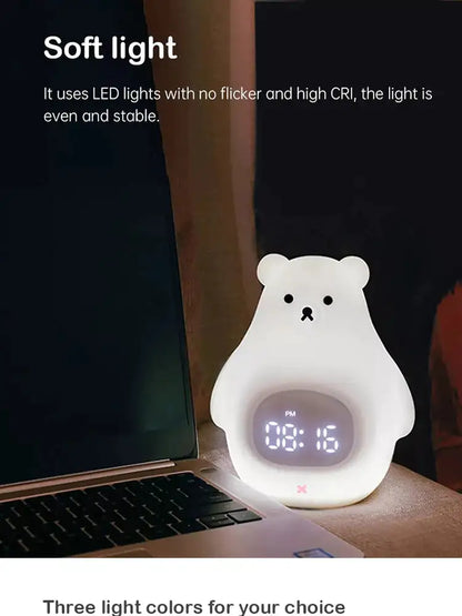 Big White Bear Children Wake-Up Silicone Light LED Clock