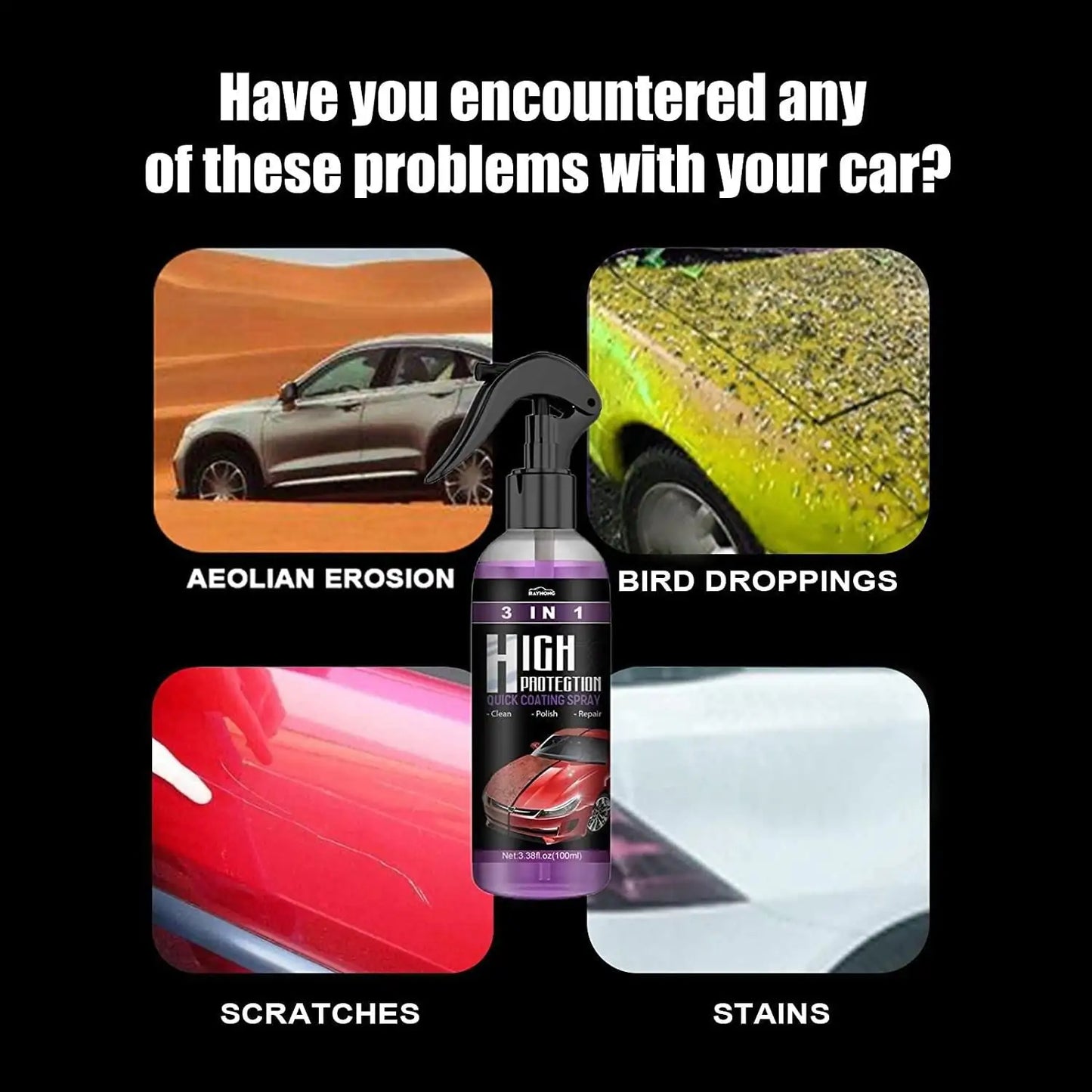 3 in 1 Car Shine/ Scratch Spray