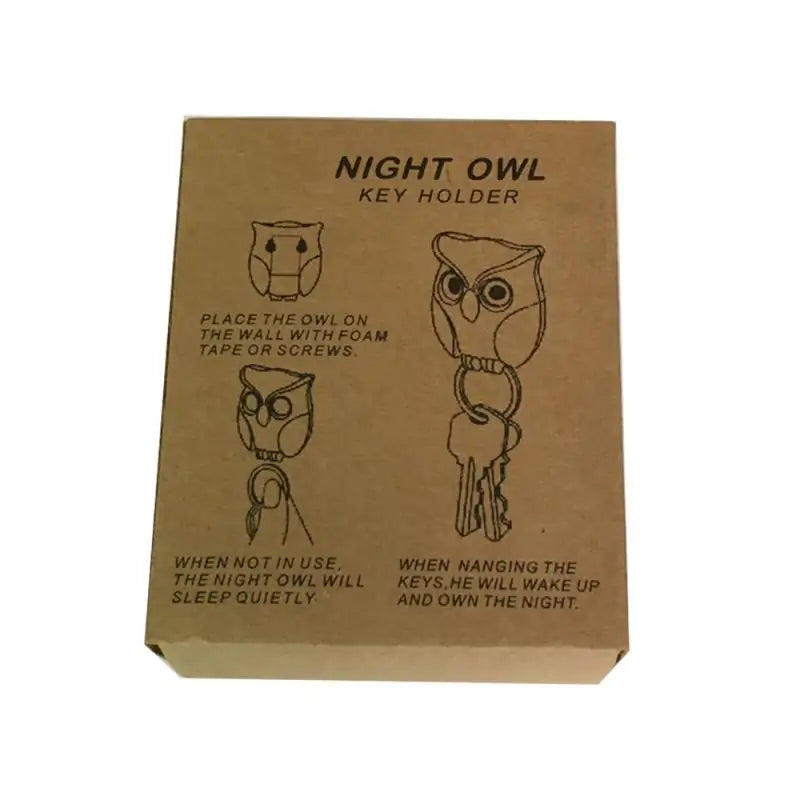 Night Owl Magnetic Wall Key Holder with Eye-Opening Feature - Black, White, Brown