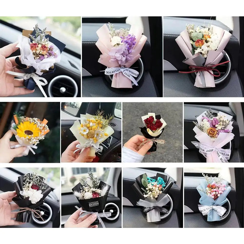 Car Air Outlet Dried Flowers Bouquet